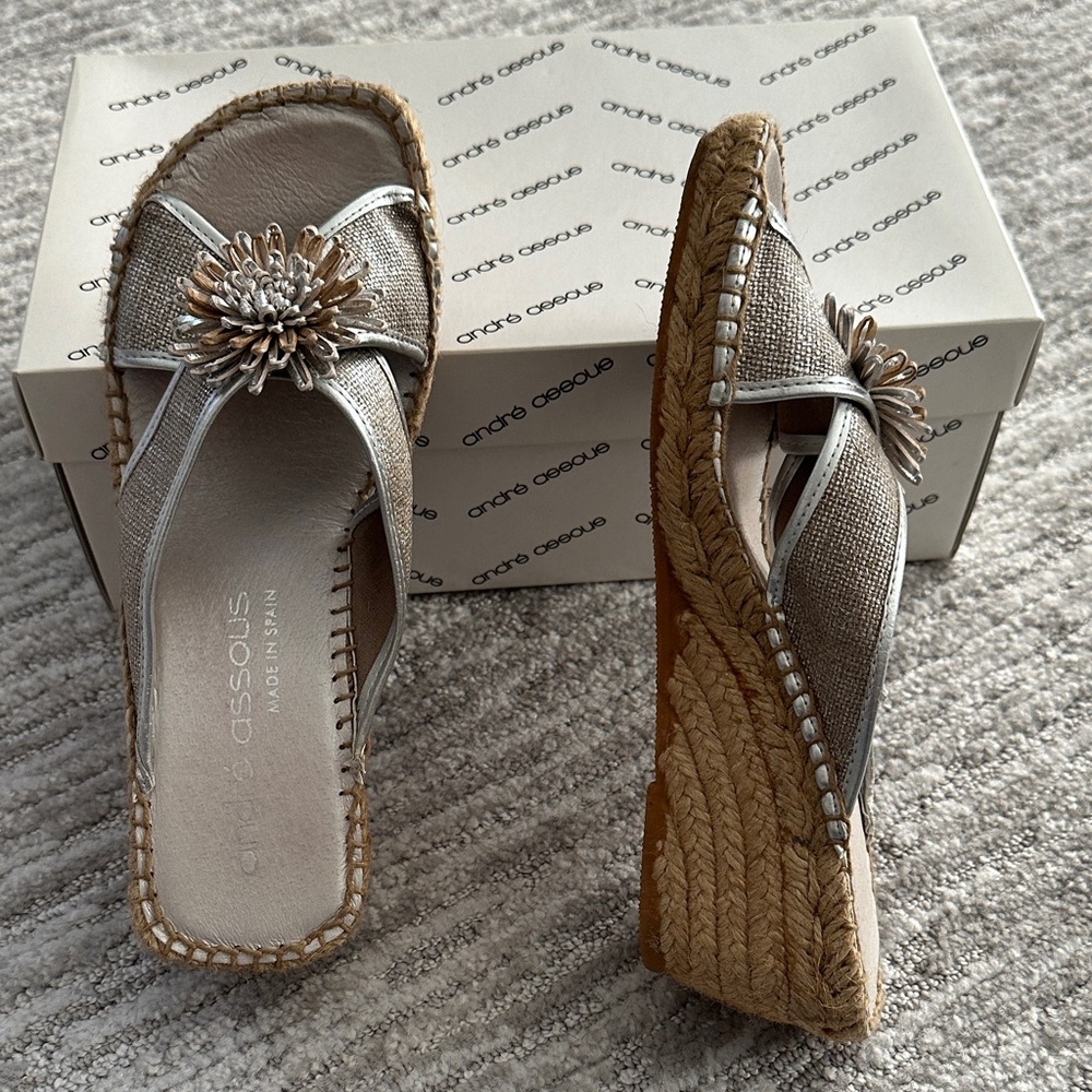 Andre Assous Metallic Wedge Sandals